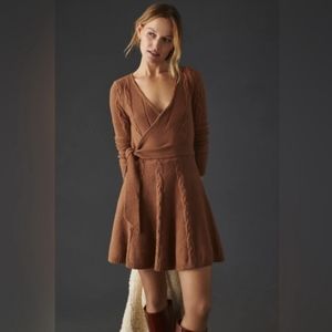 Greylin Anthropologie Brown Knit Sweater Dress NWT